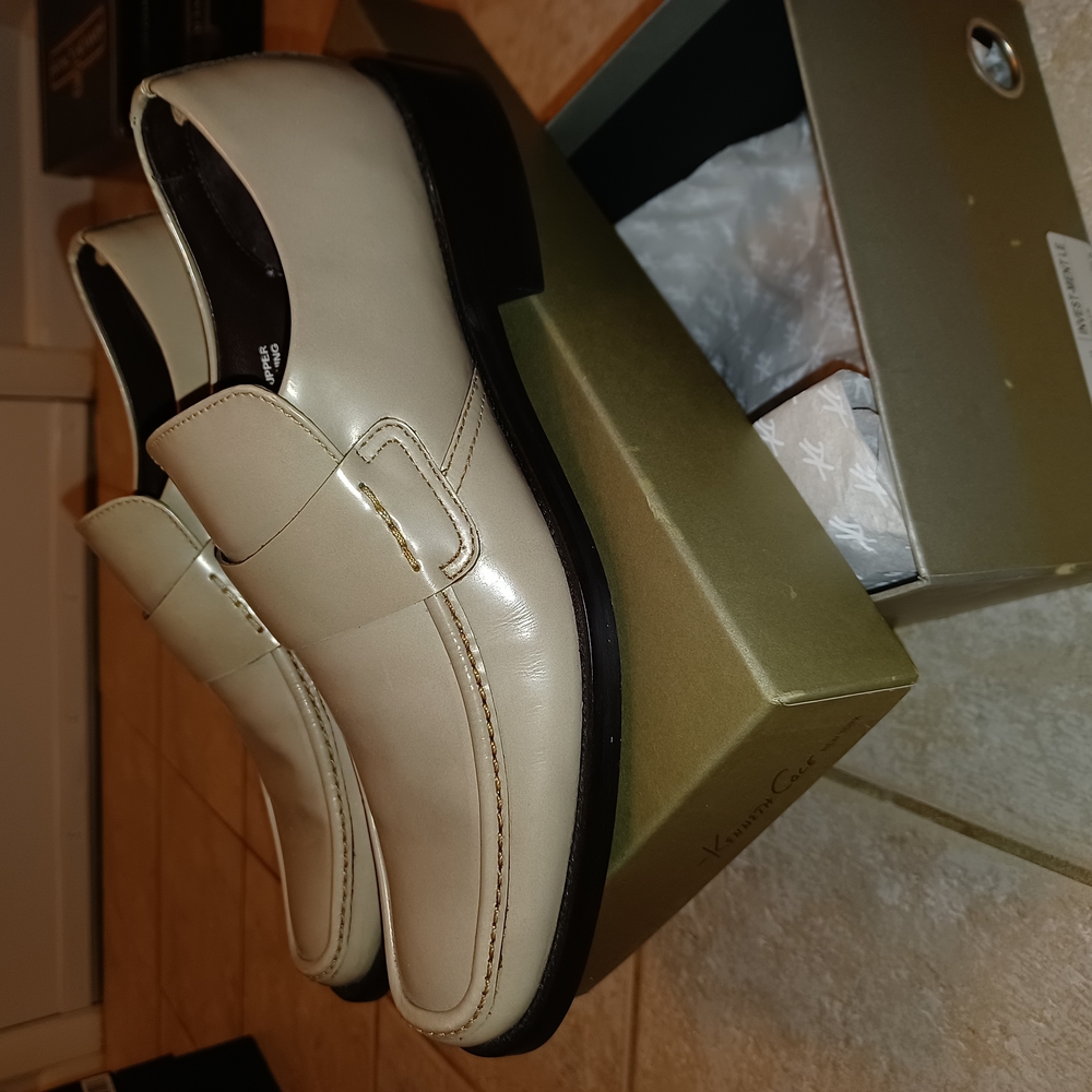 Cream Leather Loafers